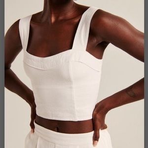 Abercrombie & Fitch White Linen Blend Corset Top